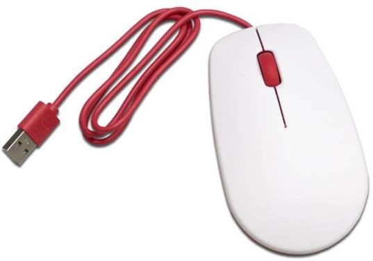 Raspberry Pi® Mouse Muis USB Optisch Wit, Rood 3 Toetsen  USB-aansluiting