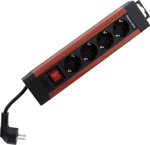 Conrad REV 0014412613 Stekkerdoos met schakelaar 4-voudig Koper, Zwart Randaarde stekker 1 stuk(s) aanbieding