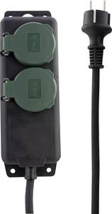 Conrad REV 0512467555 Stekkerdoos 2-voudig Zwart, Groen Randaarde stekker 1 stuk(s) aanbieding