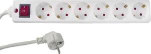 Conrad REV 00125101 Stekkerdoos met schakelaar 6-voudig Wit Randaarde stekker 1 stuk(s) aanbieding