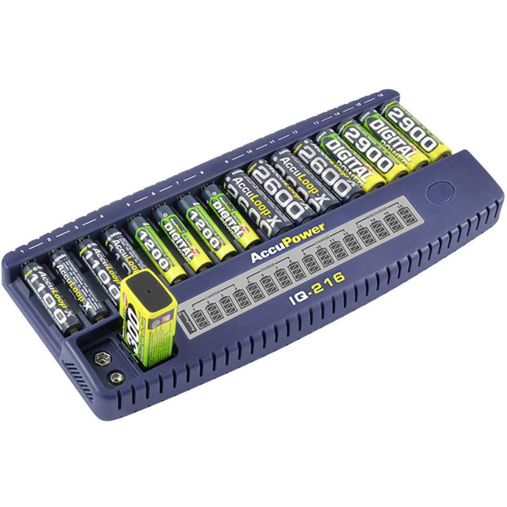AccuPower IQ216 Batterijlader NiCd, NiMH AAA (potlood), AA (penlite), 9 V (blok)