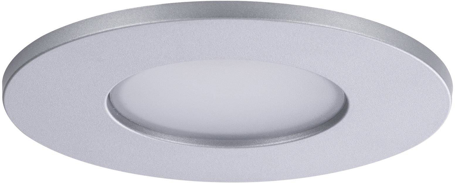 Rond inbouwpaneel in zilver met plat profiel. Ideaal voor moderne binnenverlichting.