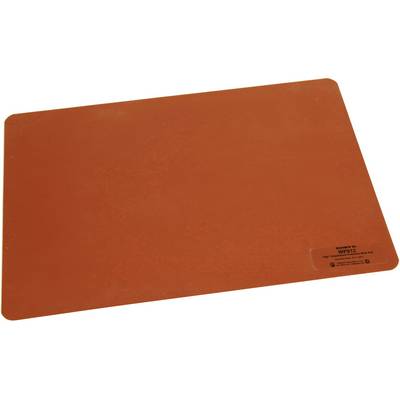 Een rechthoekig, oranje snijplank van kunststof.