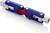 Knipex dubbele sleutel met blauw-rode behuizing en zilveren uiteinden, gebruikt voor verwarmings-, ventilatie- en sanitaire toepassingen.