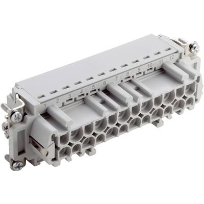 Grijze elektronica-connector met 24 aansluitingen en schroeven aan de zijkanten, genummerd van 1 tot 12.