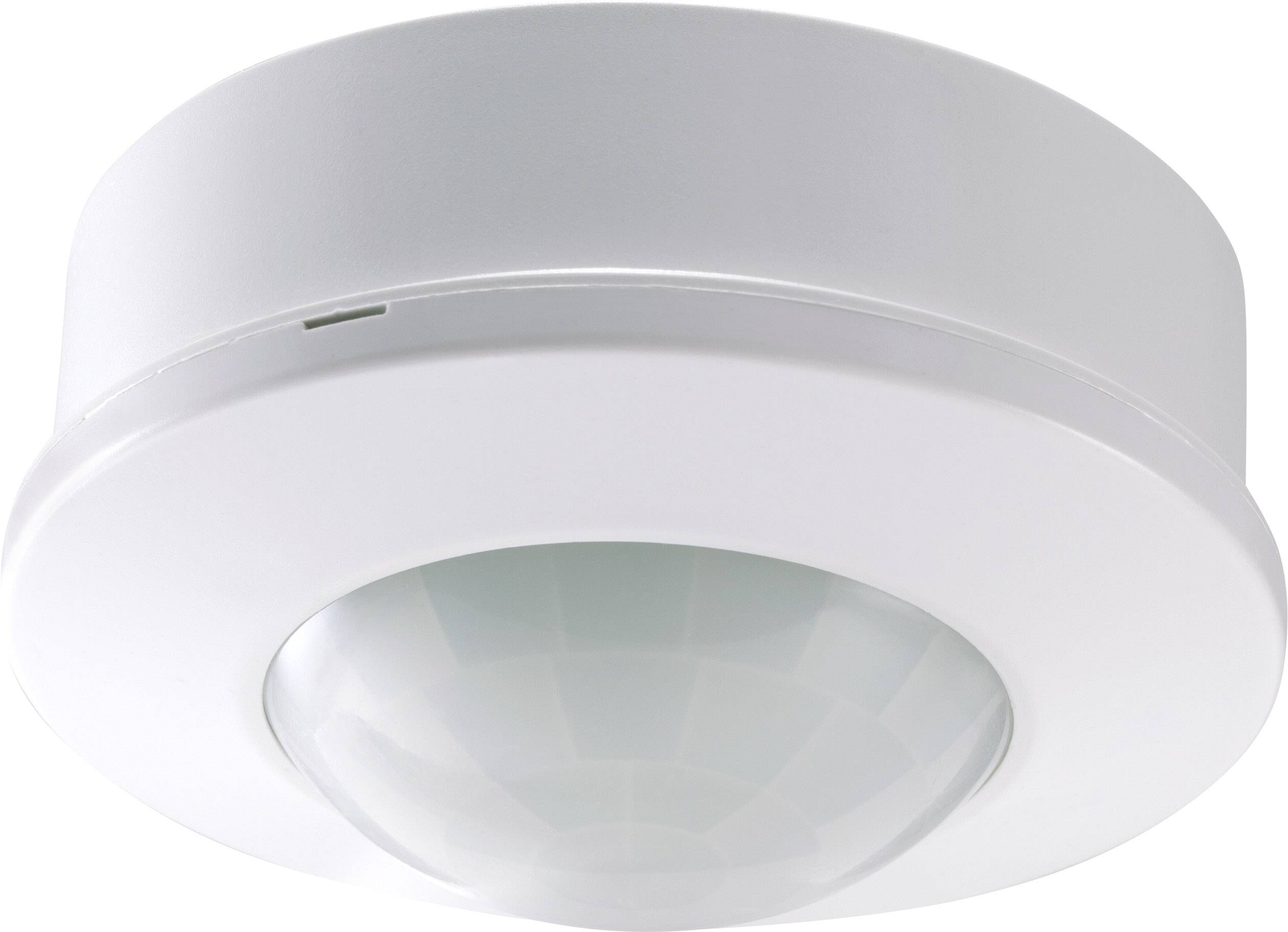 Runder witte plafond bewegingsmelder, koepelvormige lensensor voor bewegingsdetectie en automatische verlichtingsregeling.