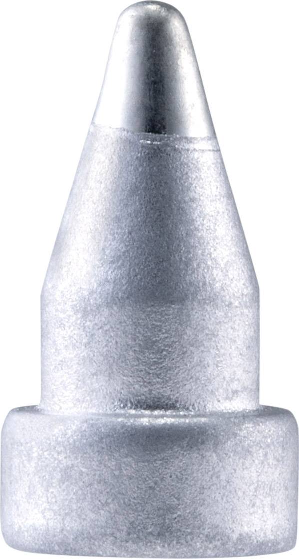 Zilverkleurige metalen kogel met een kegelvormige punt, mogelijk een projectiel of een kogel die specifiek wordt gebruikt voor schietsport.