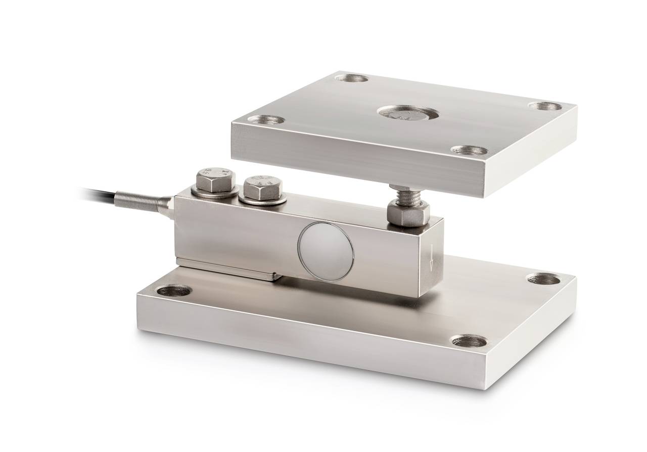Metalen dubbel-laagapparaat met kabel, geschikt voor nauwkeurige gewichtsmetingen of druktoepassingen.