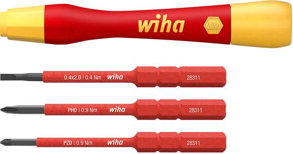 Wiha Wiha PicoFinish slimVario - Handhalter mit Bitset Schroevendraaierset VDE 4-delig Plat, Kruiskop Phillips, Pozidriv