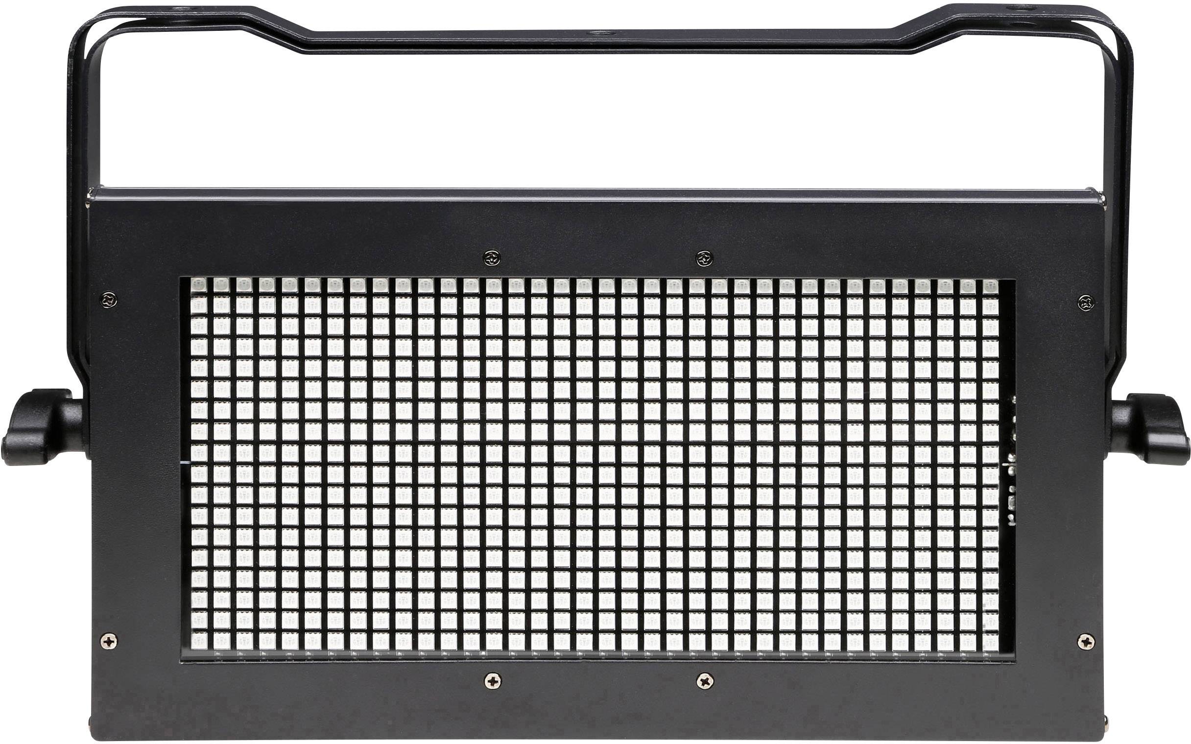 Een zwart rooster, waarschijnlijk een beschermrooster voor technische of industriële toepassingen, met een rechthoekige vorm en handgrepen aan de zijkanten.