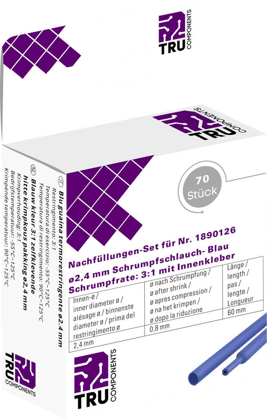 TRU COMPONENTS T1807CA007B Krimpkous met lijm Blauw 2.40 mm 0.80 mm Krimpverhouding:2:1 70 stuk(s)