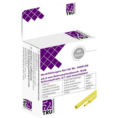 Navulset voor krimpkous, 3:1 krimpverhouding, 3,2 mm diameter, binnenlijm, gele kleur, 50 stuks.