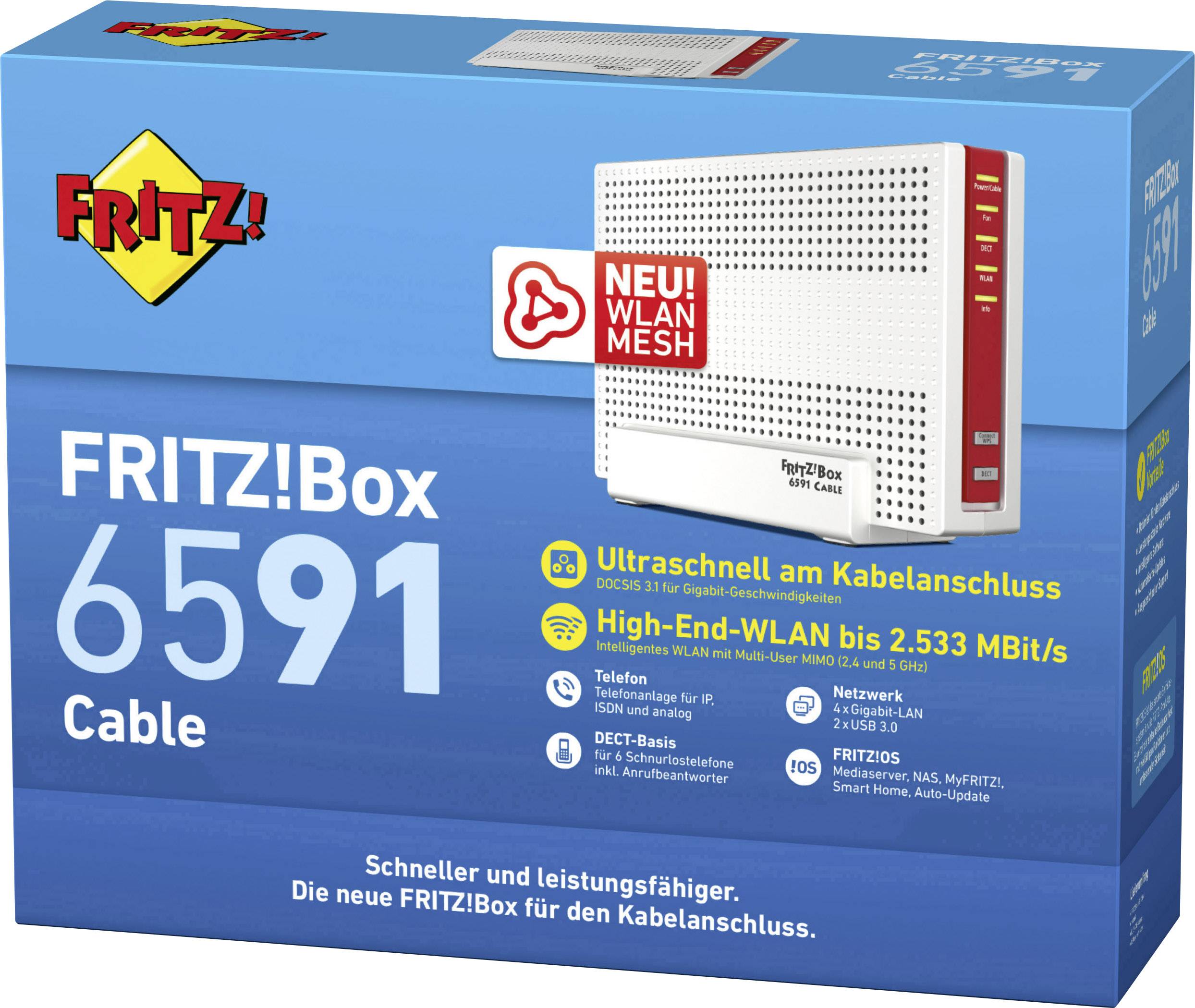AVM FRITZ!Box 6591 Cable WiFirouter met modem Geïntegreerd modem