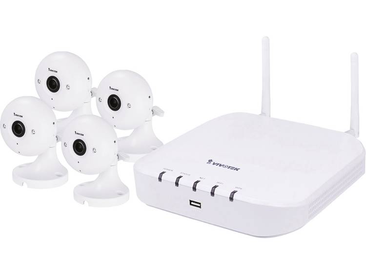 WiFi IP-Draadloze bewakingsset 4-kanaals Met 4 cameras 1920 x 1080 pix Vivotek 199003710G