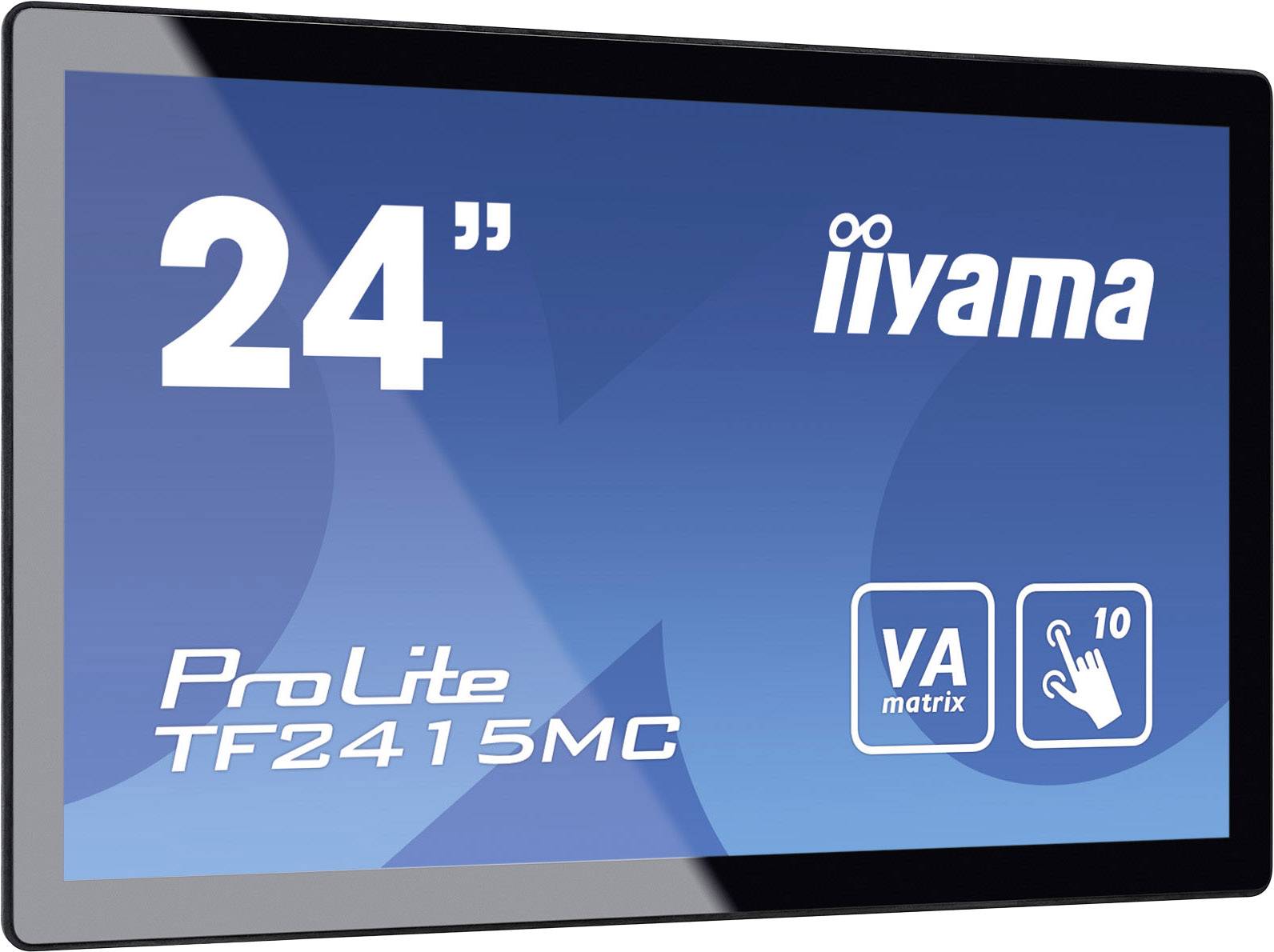 Een 24 inch grote monitor van Iiyama, model ProLite TF2415MC, met VA-matrix en touchfunctionaliteit tot 10 aanraakpunten.