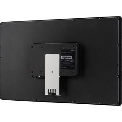 'BenQ Industriële Monitor', achteraanzicht toont bevestigingsarm en technische informatie op het label.