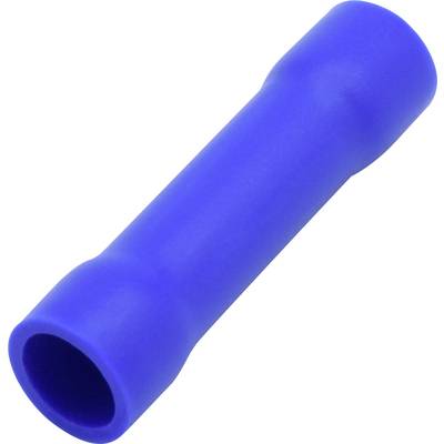 Blauwe geïsoleerde kabelverbinder, cilindrisch, voor elektrische aansluitingen.