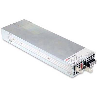 Een rechthoekige, zilveren AC naar DC schakelvoeding, model 'SEMI-2000B', ligt op een witte achtergrond.