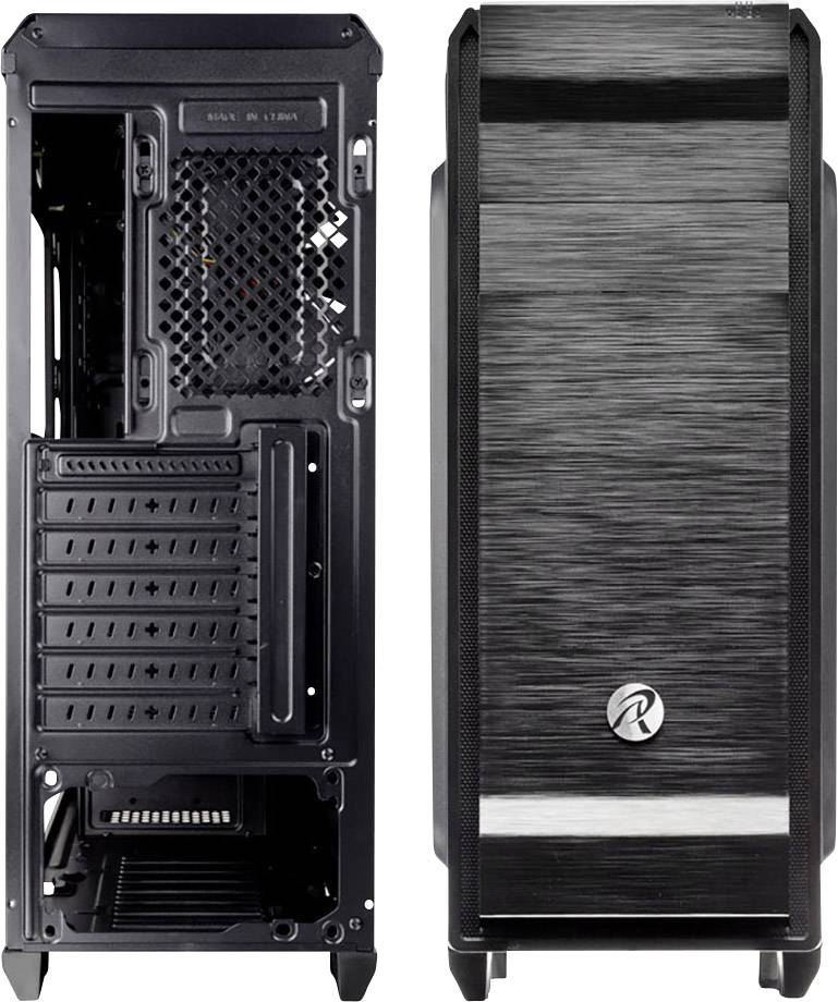 Raijintek ARCADIA II Midi-tower PC-behuizing, Gaming-behuizing Zwart 1 voorgeïnstalleerde ventilator, Zijvenster, Stoffi-1