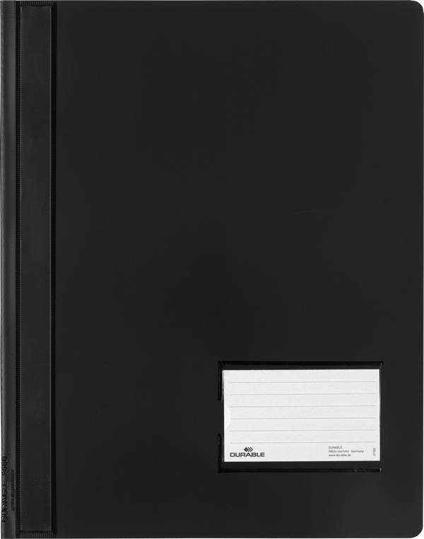 Durable DURALUX 268001 Snelhechtmap Zwart DIN A4+ Etiketvenster (90 x 57 mm), Scheurbescherming, Binnentas (achterkant)