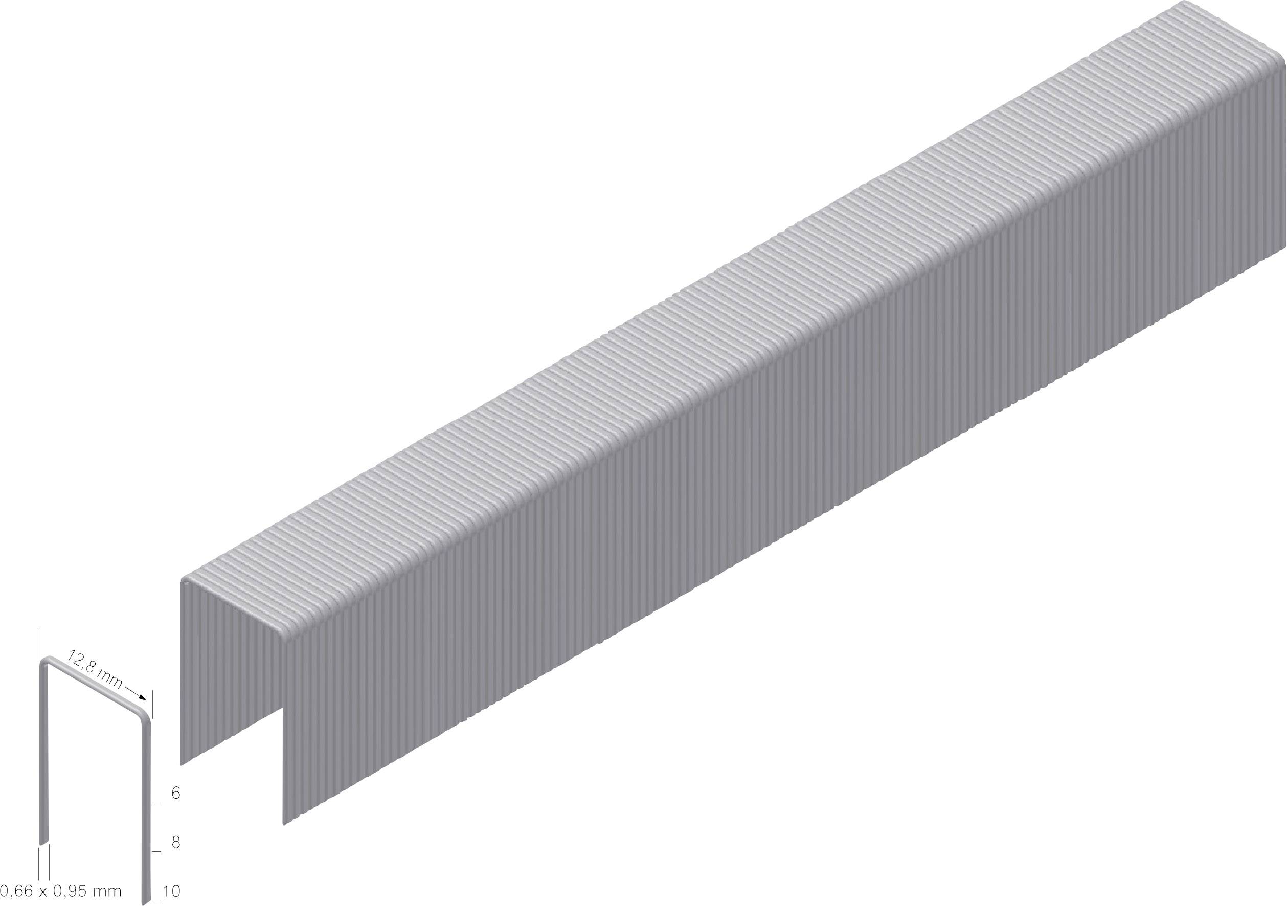 'Afgerolde draad' met een lengte van 12 mm, breedte van 6 mm en hoogte van 8 mm. Dikte van de draad bedraagt 0,60 x 0,05 mm.