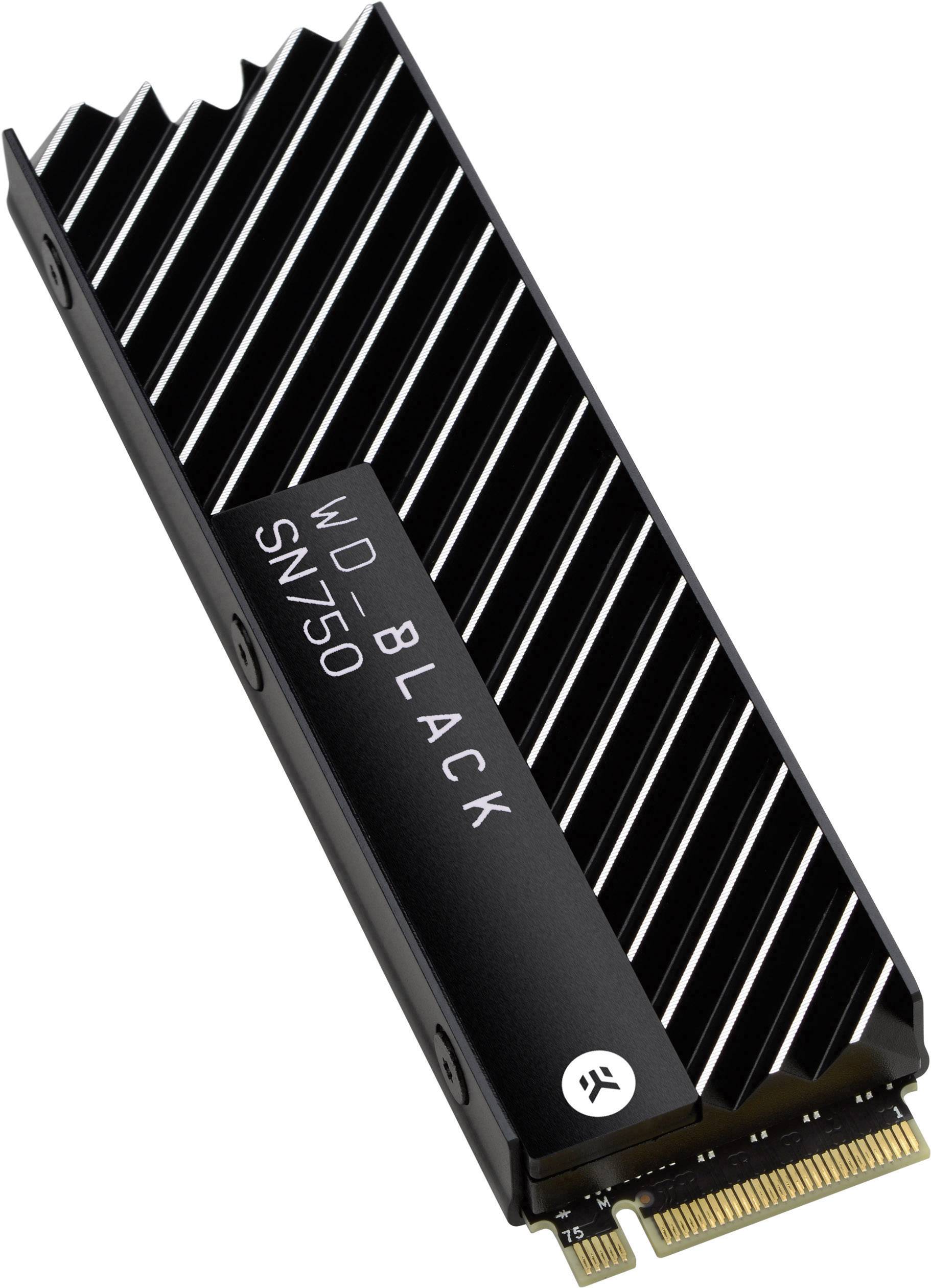 WD Black™ SN750 Heatsink NVMe/PCIe M.2 SSD 2280 harde schijf 1 TB M.2 NVMe PCIe 3.0 x4 Conrad.nl