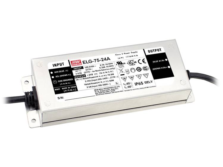 LED-driver 10.8 13.2 V-DC 60 W 2.5 5 A Constante spanning Mean Well ELG-75-12AB-3Y