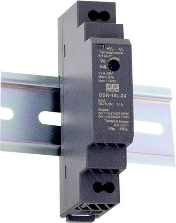 MEAN WELL DDR-15L-12 DIN-rail DC/DC-converter  12 V/DC 1.25 A 15 W Aantal uitgangen:1 x  Inhoud 1 stuk(s)