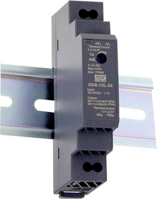 MEAN WELL DDR-15G-24 DIN-rail DC/DC-converter  24 V/DC 0.63 A 15 W Aantal uitgangen:1 x  Inhoud 1 stuk(s)