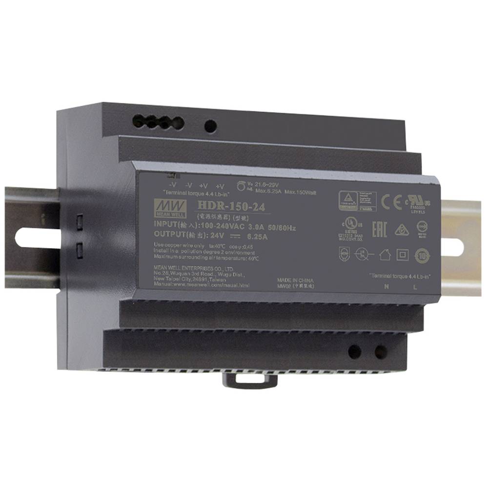 Mean Well HDR-150-24 DIN-rail netvoeding 24 V/DC 150 W 1 x