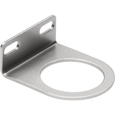 Metalen beugel met rechthoekige voet en rond gat voor bevestiging. Geschikt voor montage op vlakke oppervlakken.