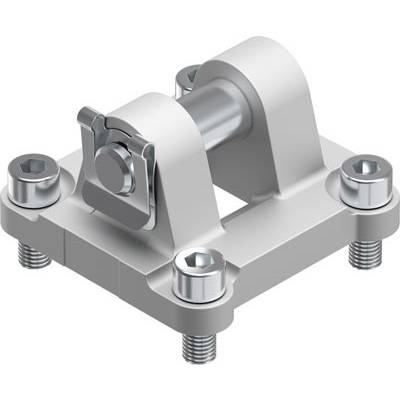 Metalen montageklem met vier schroeven, gebruikt voor het bevestigen van structuren. Voornamelijk toegepast in technische toepassingen.
