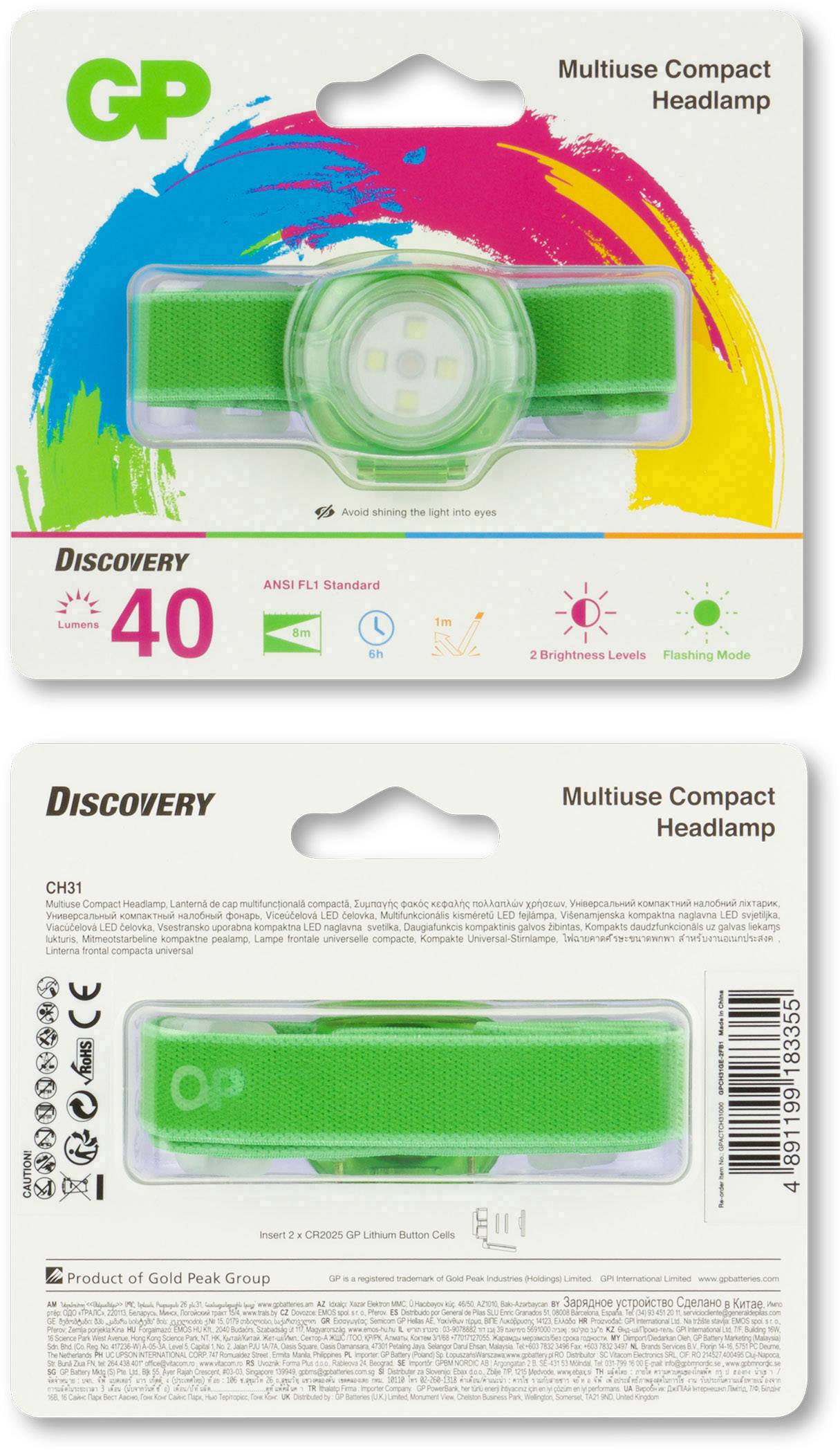 GP Discovery CH31 Hoofdlamp LED werkt op batterijen 40 lm 6 h-7