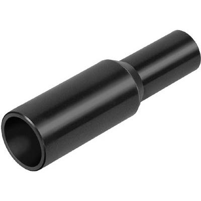 Zwart, cilindrisch metalen buisje met een vernauwing in het midden.