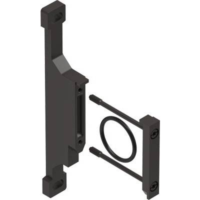 Metalen montagesets met bevestigingsbeugel en schroeven, geschikt voor montage op een oppervlak.