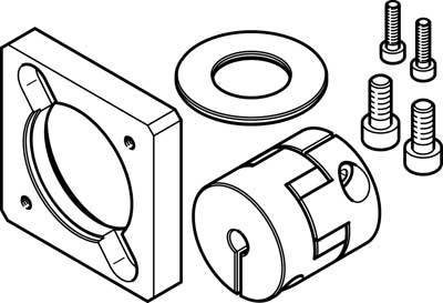 Een technische tekening toont onderdelen van een mechanisch koppelingssysteem, inclusief schroeven, een bevestigingsplaat en een gecreëerde cilinder.