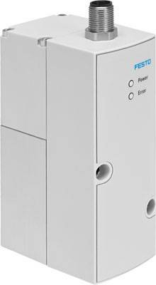 Een rechthoekig elektronisch apparaat met een aansluiting bovenaan. Twee displays aan de voorkant zijn gemarkeerd met 'Power' en 'Error'.