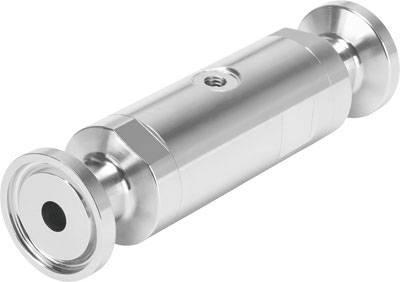 Metalen cilinder met flenzen aan beide uiteinden. Beschikt over een centraal schroefgat op het oppervlak.