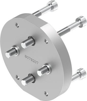Ronde metalen plaat met vier schroeven die door de plaat steken. De markering '8079207' is zichtbaar.