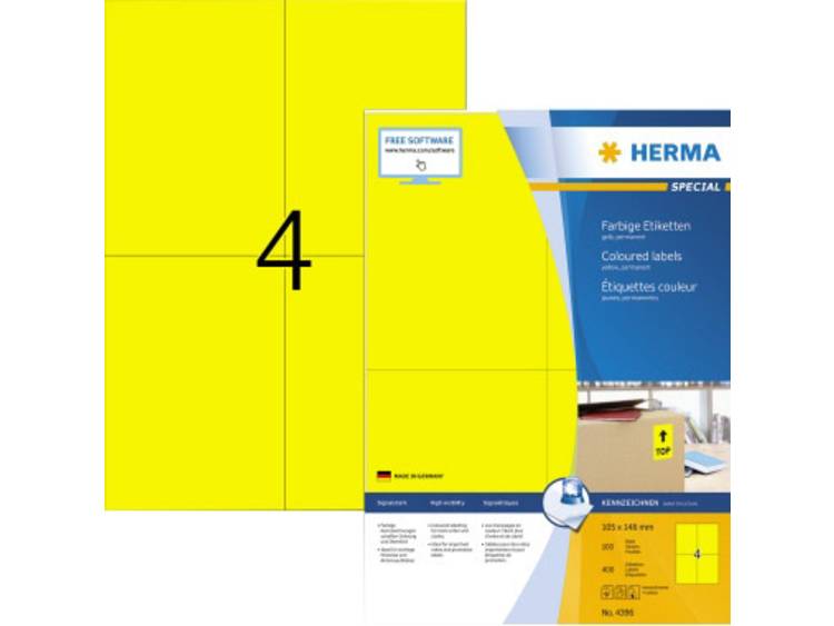 Etiket Herma 4396 105x148mm A6 geel 400stuks