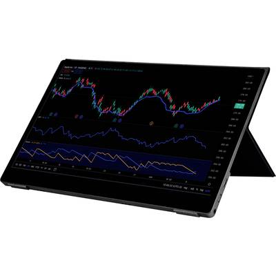 Laptop-scherm toont aandelenkoersdiagram met lijn-, candle- en staafdiagrammen die het koersverloop en technische indicatoren weergeven.