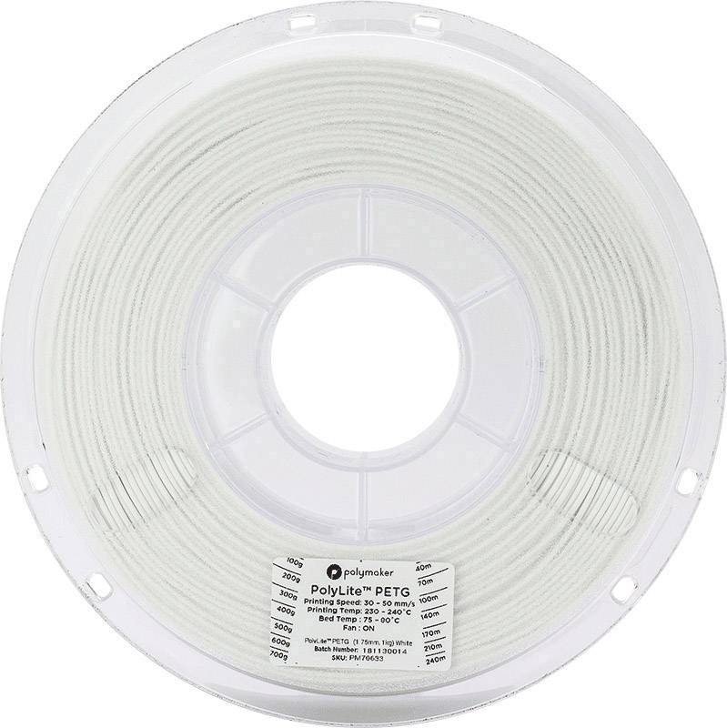 Polymaker 70634 3D-skrivare Filament PolyLite PETG 2.85 mm Vit 1 kg