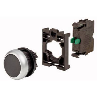 Een ronde schakelaar, een montagekader en een elektrisch componentenmodule. De onderdelen vormen samen een functionele schakelaar.