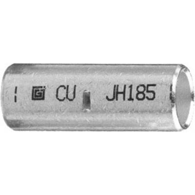 Zilveren cilindrische zekering met opschrift 'CU JH185'. Voornamelijk bedoeld voor elektronische toepassingen.