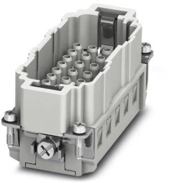 Meerdelige stekkerverbinding in een grijs behuizing, geschikt voor industriële toepassingen, toont aansluit- en vergrendelingsmechanismen.