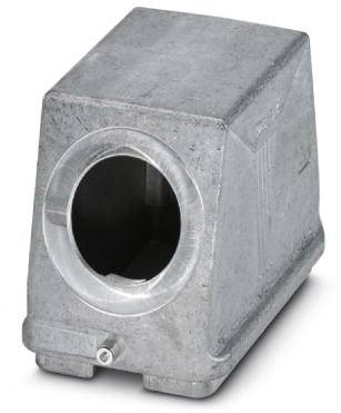 Rechthoekige metalen behuizing met opening aan de voorkant. Technisch onderdeel, waarschijnlijk bedoeld voor industriële toepassingen.