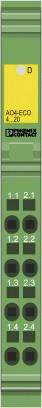 Een groene, oude mobiele telefoon met toetsen; op het display staat 'ADVEC 220 AEONOUS'.