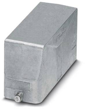 Metalen behuizing voor elektronische componenten, rechthoekige vorm, met een kleine aansluiting aan de onderkant.