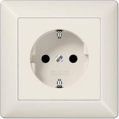 Witte stopcontact met twee ronde contactpunten in een rechthoekige afdekplaat.