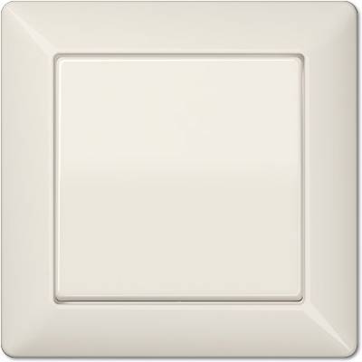 Beige lichtschakelaar met een gladde oppervlakte voor een witte achtergrond.